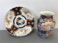 Satsuma vase and plate