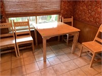 RUSTIC SQUARE DINING TABLE & 4 CHAIRS