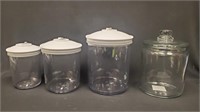 (3) Vacuum Containers & (1) Glass Lidded Jar