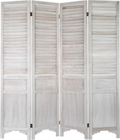 Privacy Screen 4-Panel Vintage White Wood - READ*