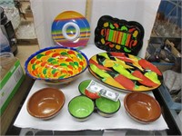 Southwestern glassware, and plastic trays