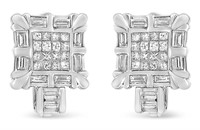 14k Wgold .94ct Diamond Art-deco Hoop Earrings