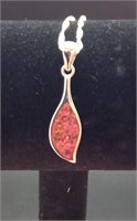Sterling Silver & Red Opal Pendent (2.1 g)