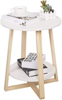 $66 2 Tier Round Side Table(White)