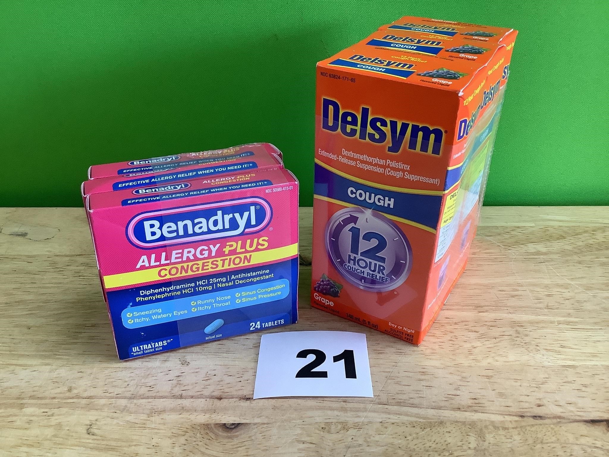 Delsym Cough & Benadryl Allergy Plus lot of 6