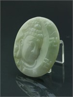 Chinese Fine Green Jadeite Guanyin Pendant