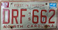 1975 vintage North Carolina license plate