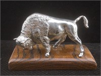 .925 Silver-Wrapped Bison Sculpture w/ wood Stand