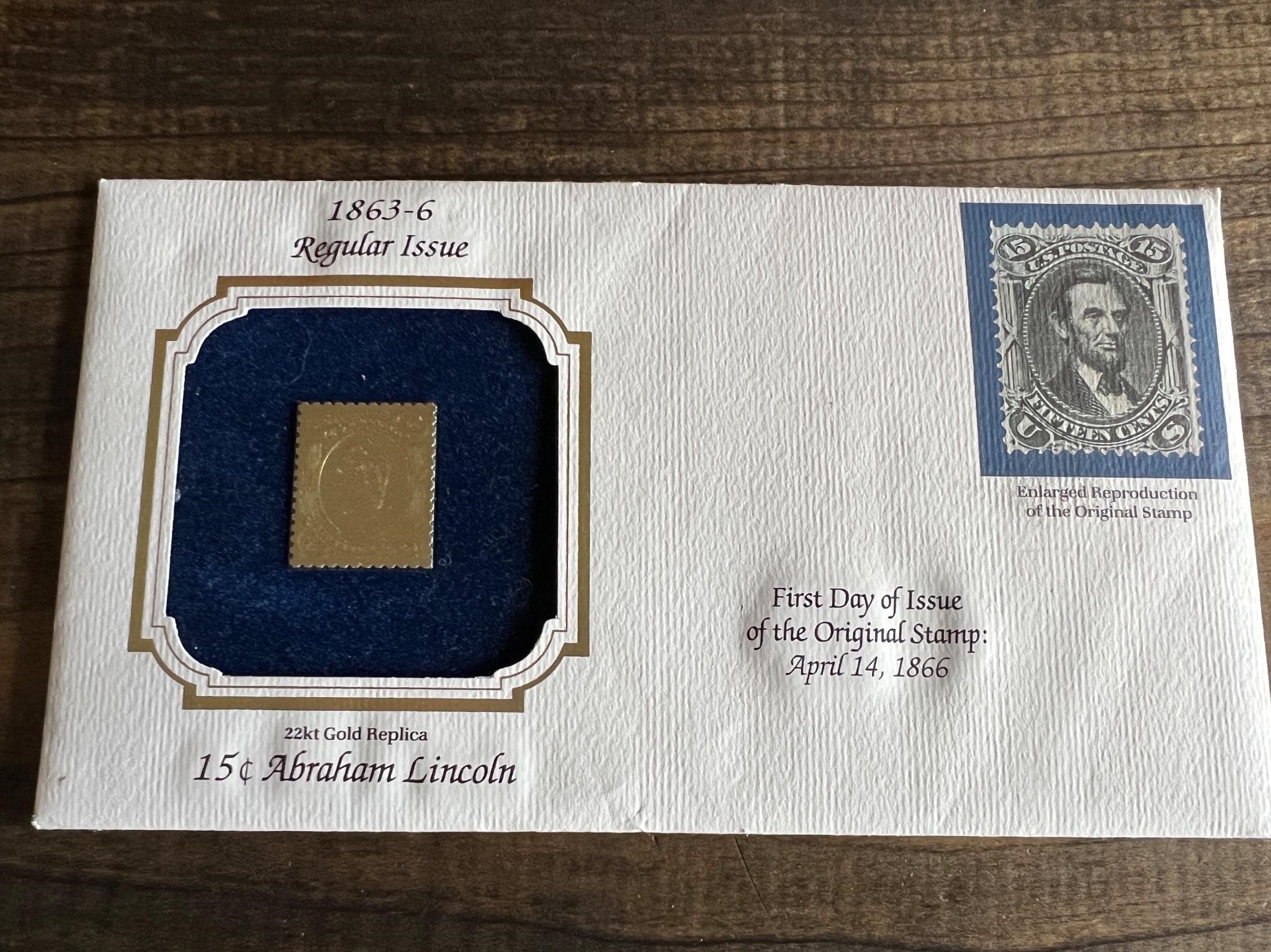 Abraham Lincoln 22kt Gold Replica Stamp