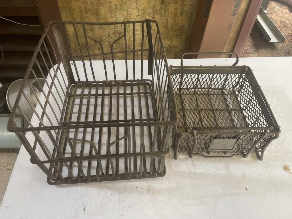 Metal Heath milk crate, metal shop basket