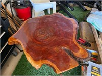 Custom built tree trunk coffee table