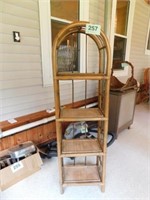 Bamboo and wicker 4 shelf unit with arched top,