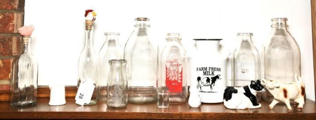 Milk Bottles and Cow Figurines