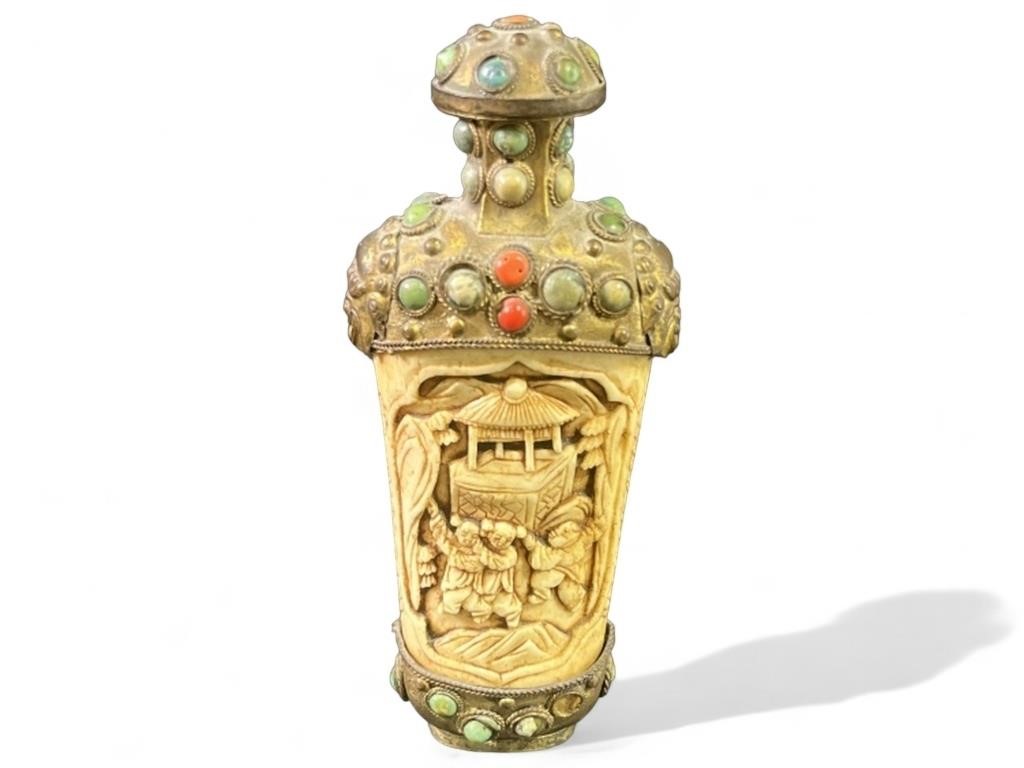 19th Century Tibetan Carved Snuff Bottle