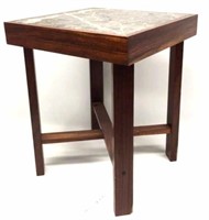 Small Wooden End Table w/ Granite