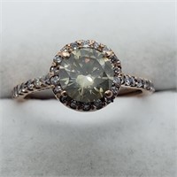 $10932 14K Champagne Diamond 1Ct 36 Side Dia Ring
