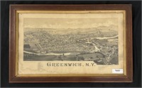 Greenwich, NY Framed Village Map