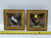 2 rooster shadow boxes