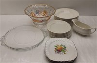 Plates Set - Grave Bowl  - Glass Serving Plate  -