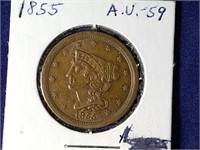 1855 HALF CENT