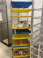 Rolling food shelf with pull out trays food not