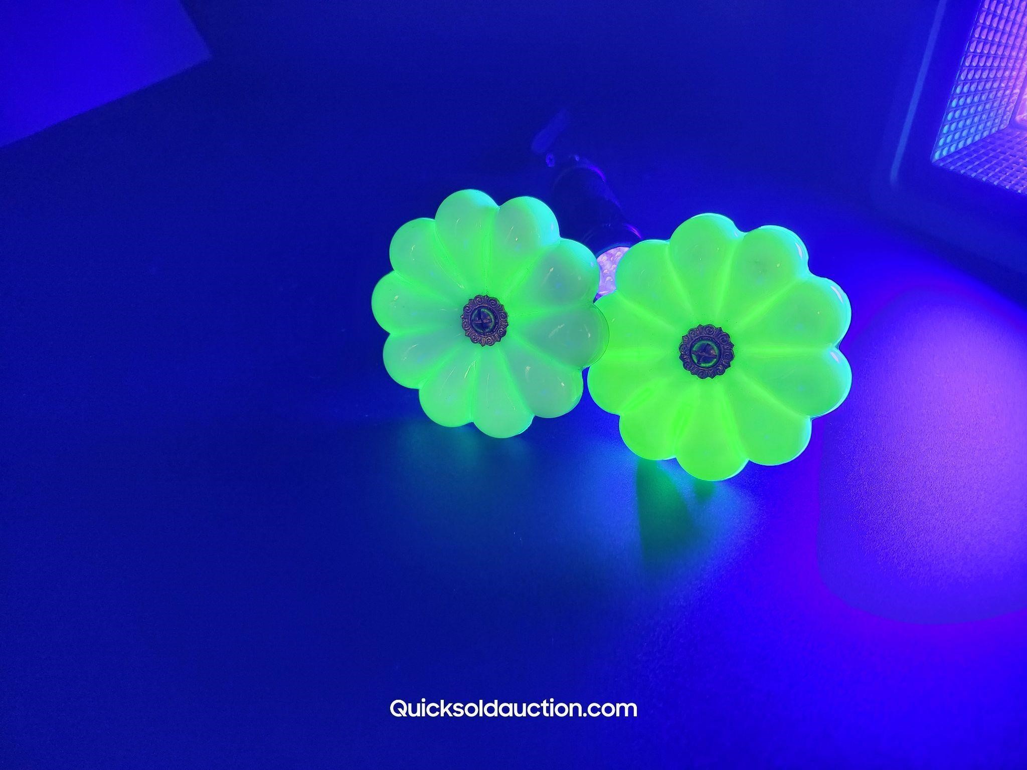 Glowing Antique Uranium Milk Glass Curtain Tie Bac