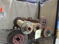 8 old Industrial Thread spools various sizes