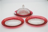 (3) Diamond Point Oval Dishes ~ (1) Has a Lid