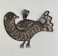 Large Sterling (Turkish) Bird of Paradise Pendant