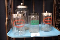 SET OF 4 VINTAGE MEDICAL GLASS JARS WITH LIDS