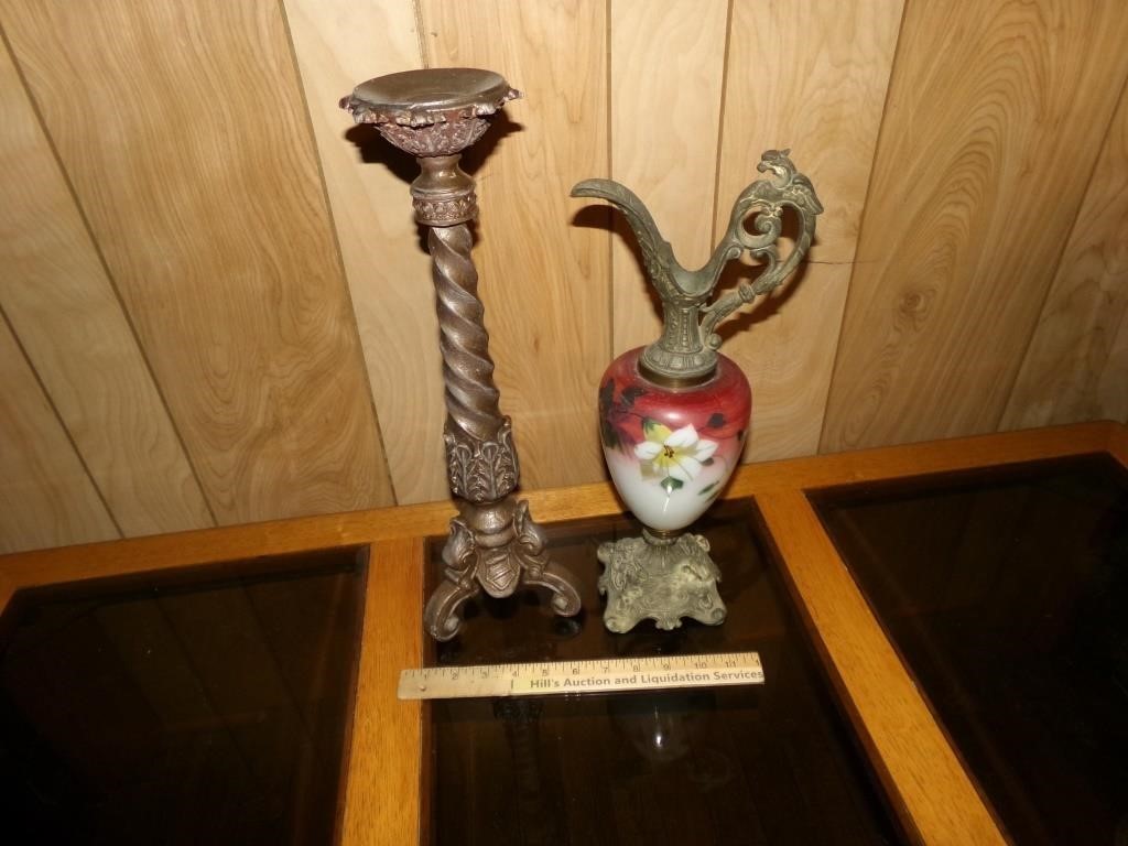 Candle Stick and Decorative Pitcher