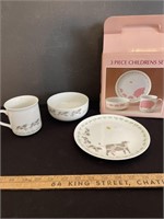 3 Piece children’s cow set- plate/ bowl & cup