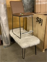 Leather Exposed Frame Barstool and Fur Stool