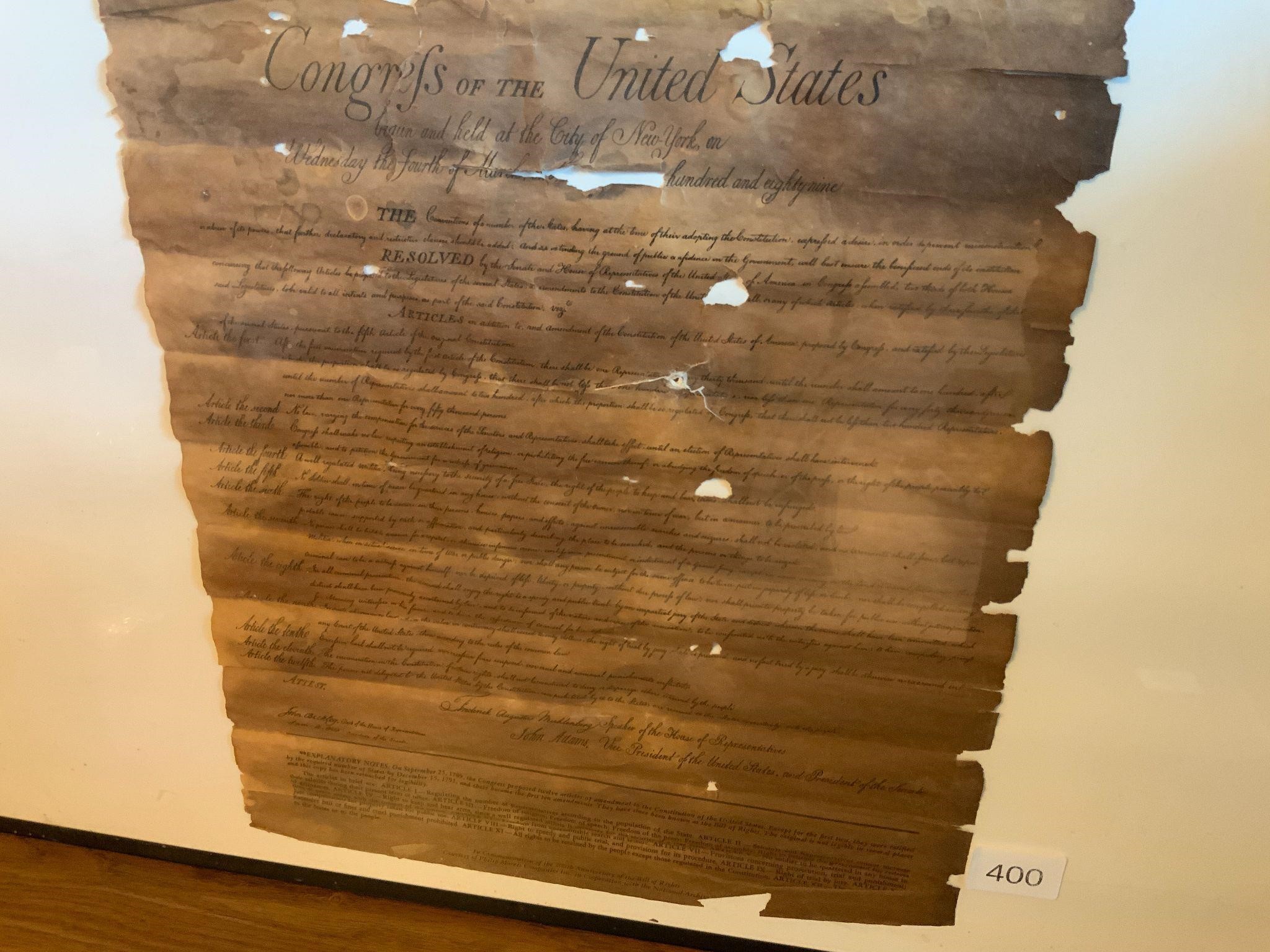Reproduction Bill Of Rights 200 Anniversary