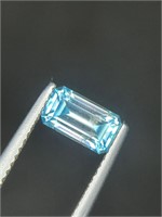 1.65 Carats Emerald Cut natural Blue Zircon