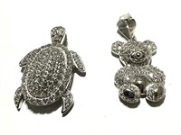 Sterling Silver Set of 2 Animal Theme Pendants