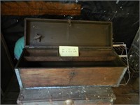 WOOD TOOL CHEST WITH METAL TRIM