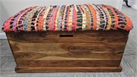 Wooden Storage Trunk with Upholstered Top