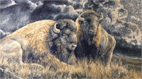 Double Buffalo Scene Area Rug