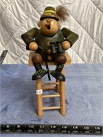 Grandpa Hunter on stand, wooden, approx. 10" tall