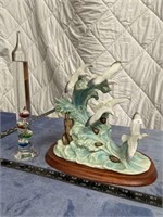 Seagull Porcelain Sculpture & Thermometer Tower