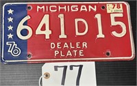 1976 Dealer Michigan License Plate