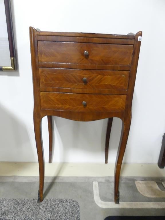 ANTIQUE 3 DRW. SIDE TABLE