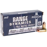 (50rds) Fiocchi Range Dynamics FMJ 9mm Luger Ammo