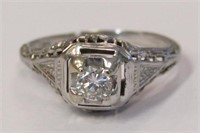 18k Diamond & White Gold Filigree Ring .20(vs)(H)