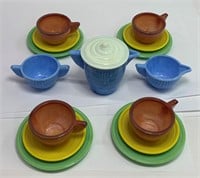 Akro Agate Multicolored Glass Child's Tea Set