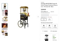 B8218  Nostalgia Popcorn Cart 59-Inch Black