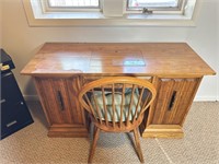 Large vintage sewing cabinet/desk with chair 53