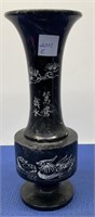 Vintage Chinese Grey Marble Vase with Etchings