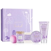 Bath Gift Box for Women, 5 Pcs Spa Kit with Orchid